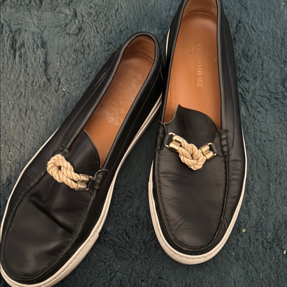 Black Leather Slip-On Loafers